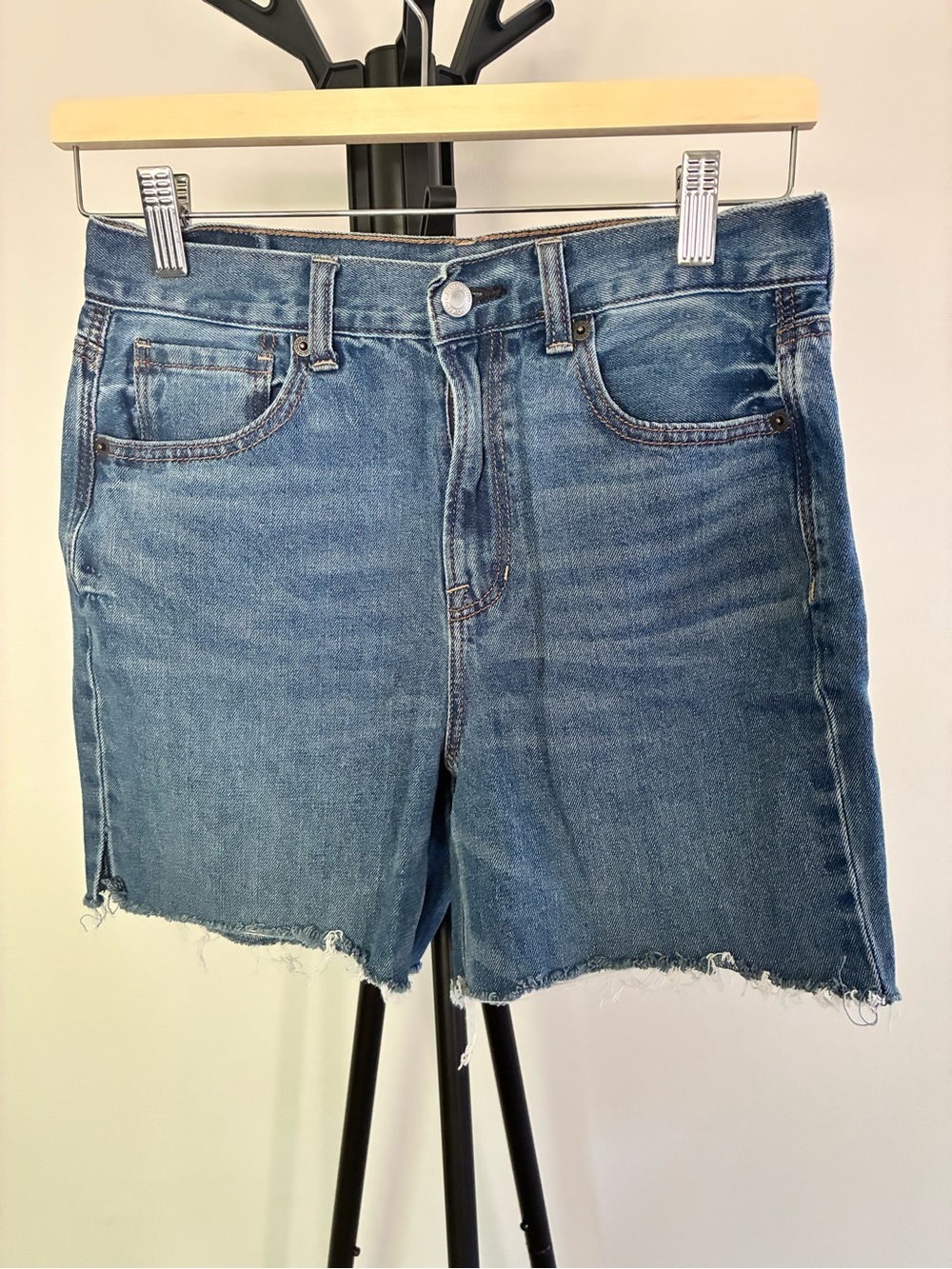 American Eagle Outfitters Distressed Medium Blue Denim Shorts